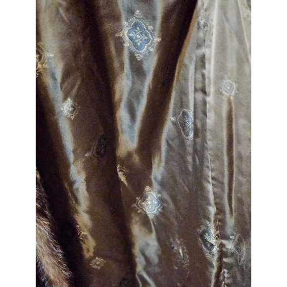 Women's Famous Barr Brown Authentic Mink Fur Coat Size L - Picture 11 of 12
